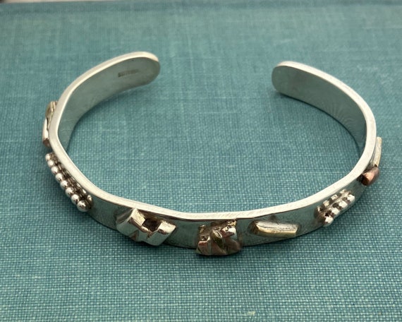 Designer Solid Sterling Silver Link Bracelet with… - image 2