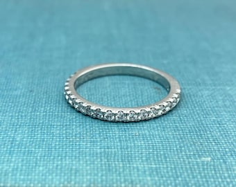 Platin 1/2ct Größe 6,25 Natürlicher Diamant Gemeinsame Prong Vintage Ehering/Stapelring