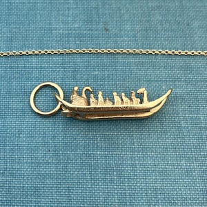 Vintage 14K Yellow Gold Swan Boat Pendant - Boston Souvenir