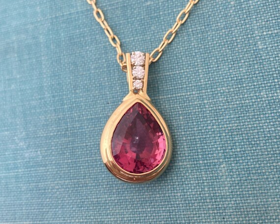 Maine Tourmaline and Diamond Statement Pendant in… - image 1