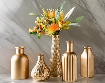 Modern Simple Golden Glass Vase for Home Decor