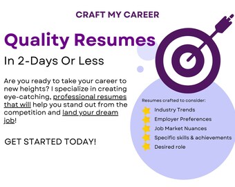Custom Resume Builder | Build & Write Your Resume In 2 Days | Professional, Quality, Eye-Catching