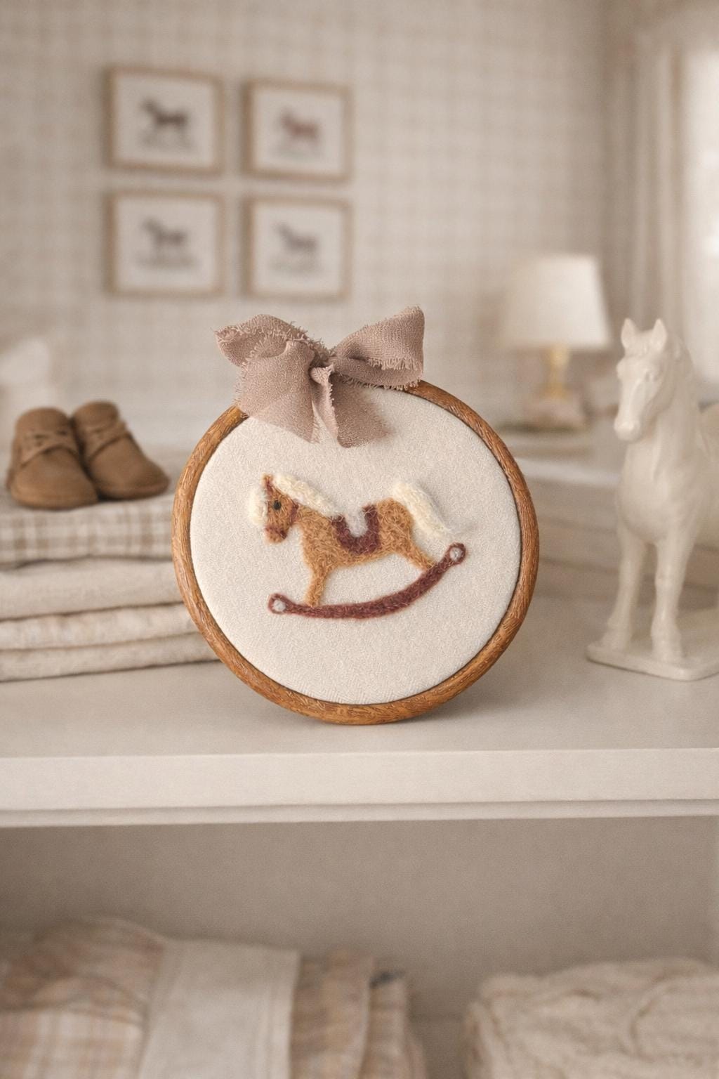Personalized Needle Felt Rocking Horse Hoop | Baby Nursery Decor - Etsy