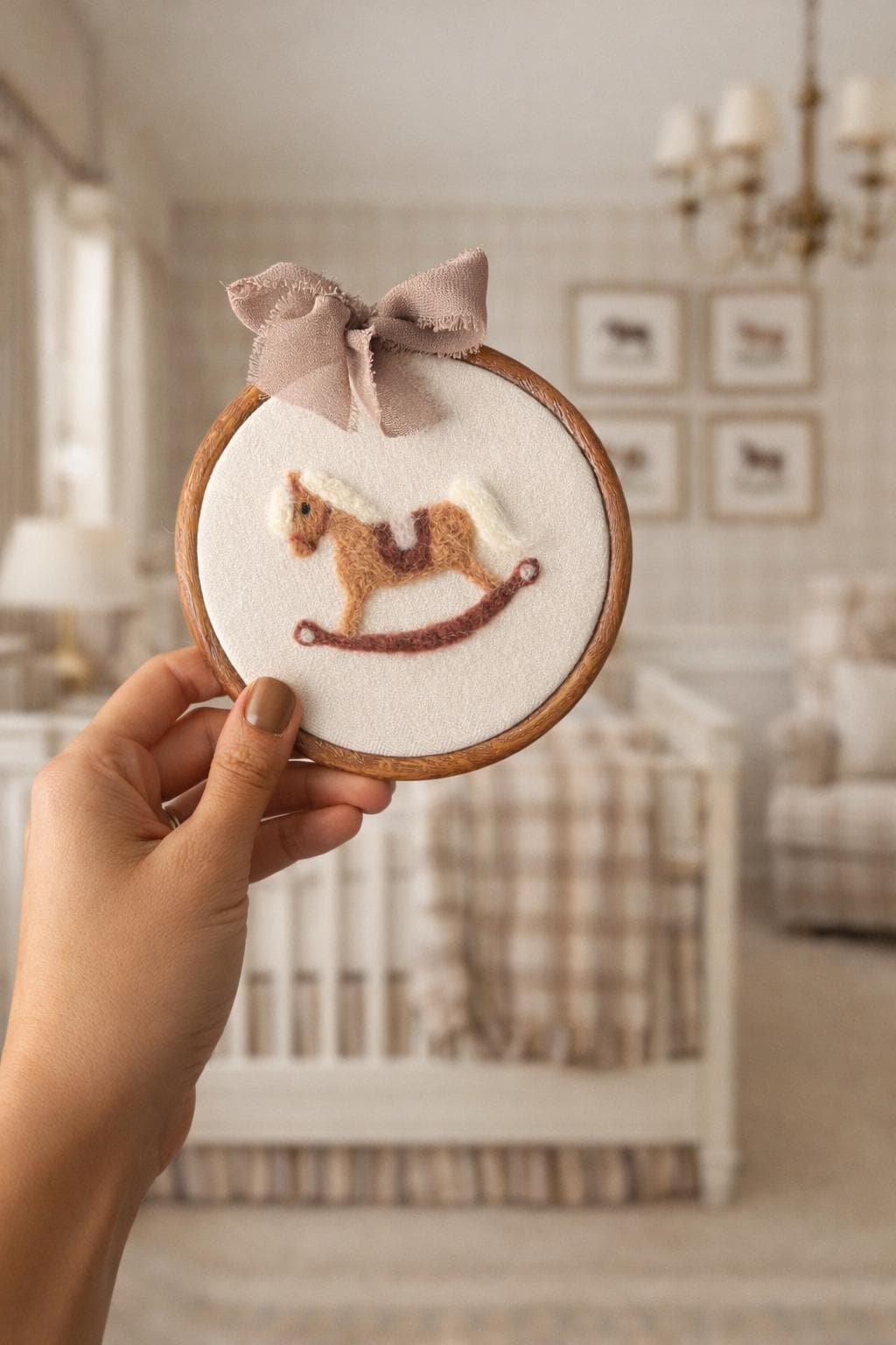Personalized Needle Felt Rocking Horse Hoop | Baby Nursery Decor - Etsy
