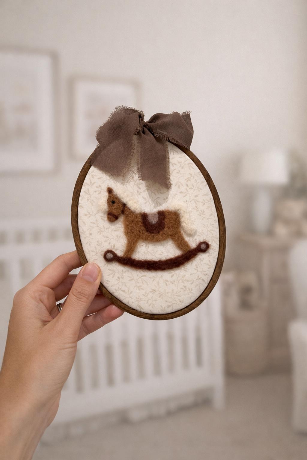 Personalized Needle Felt Rocking Horse Hoop | Baby Nursery Decor - Etsy