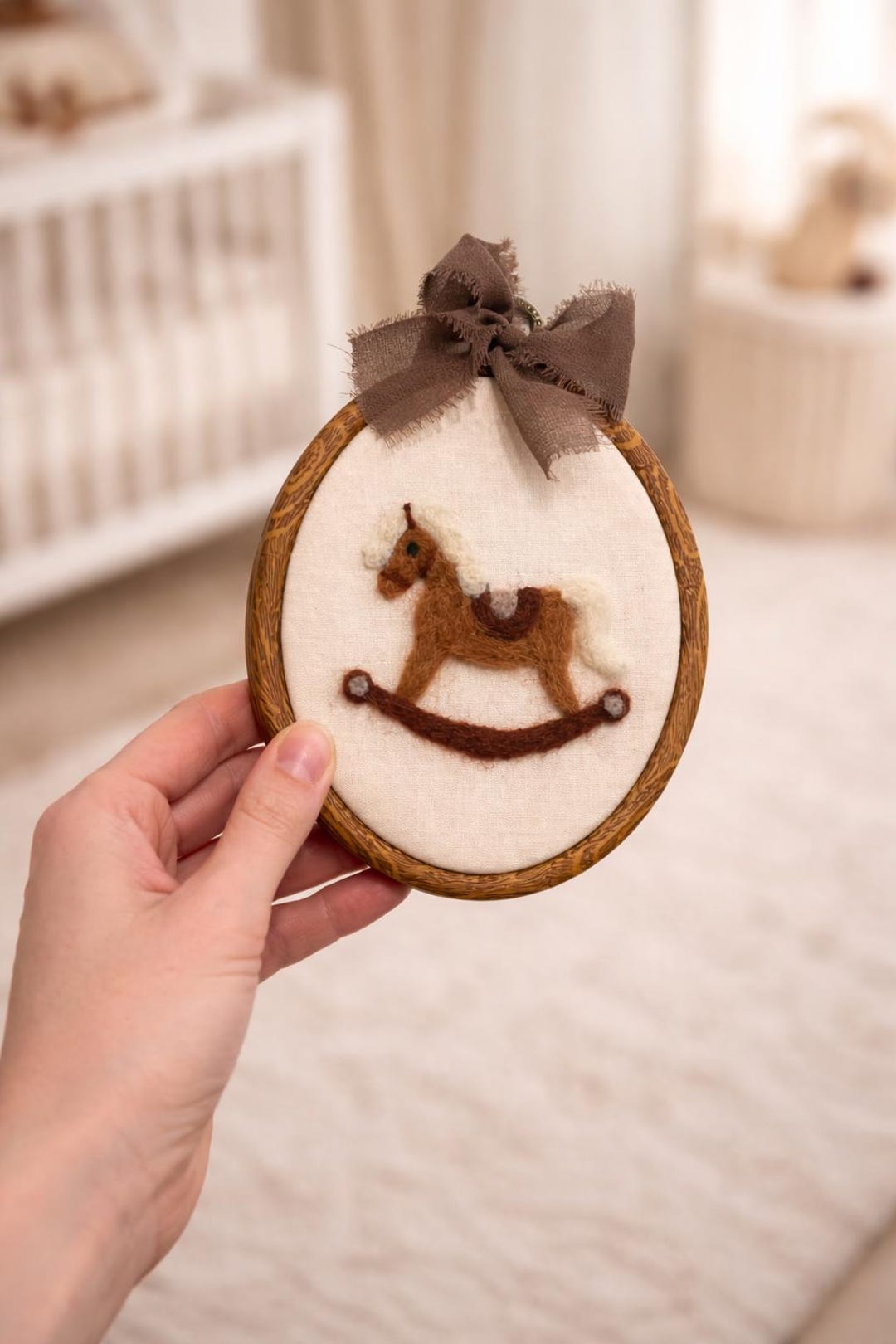 Personalized Needle Felt Rocking Horse Hoop | Baby Nursery Decor - Etsy