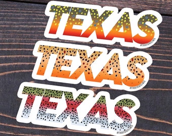 Texas Trout Stickers 3-Pack: Fly Fishing Angler Decals in Brook, Brown & Rainbow Trout Colors