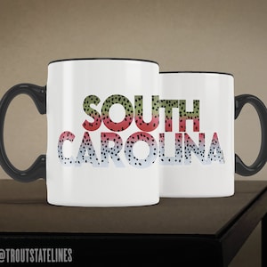 South Carolina Trout Mug / Brook, Brown & Rainbow Trout / 11 oz / SC State Fly Fishing Mug, Camping Cup, Coffee Mugs, SC Angler Travel Gift