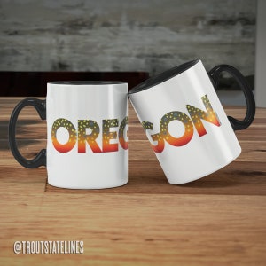 Oregon Trout Mug / Brook, Brown & Rainbow Trout / 11 oz / OR State Fly Fishing Mug, Camping Cup, Office Coffee Mugs, OR Angler Travel Gift