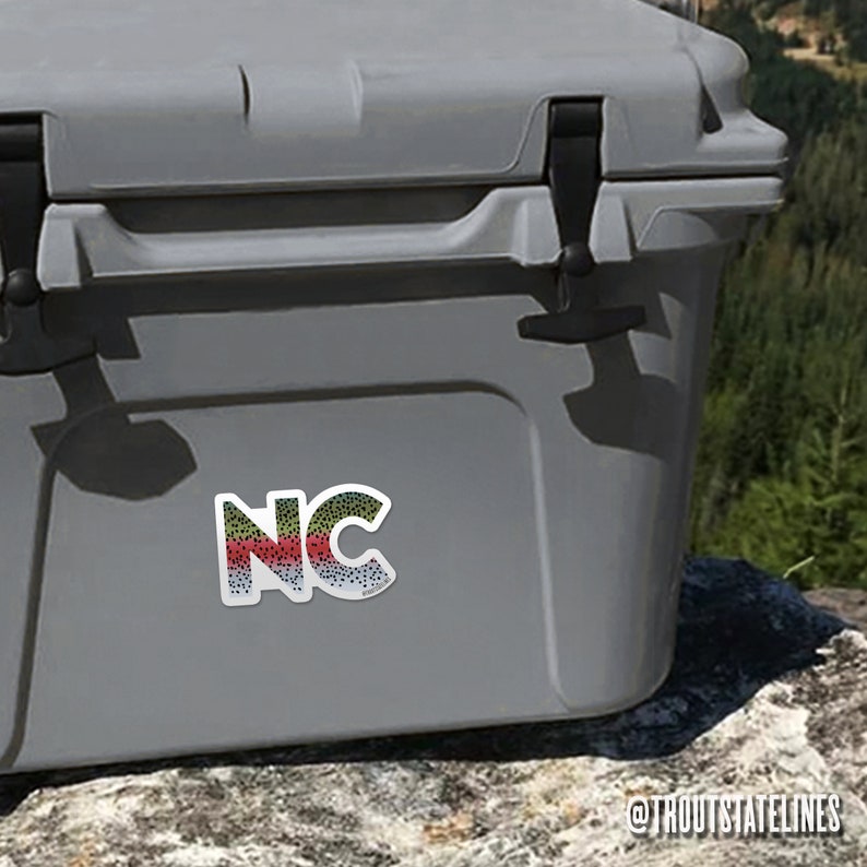 NC Trout Decal
NC Sticker
NC State Sticker
North Carolina Decal
Fly Fishing Sticker
Rainbow Trout Brook
Outdoor Present NC
Water Bottle Sticker
Brook Trout Angler
Fly Fishing Gift
Cooler Sticker NC
Nature Lover Gift
Brown Trout Sticker