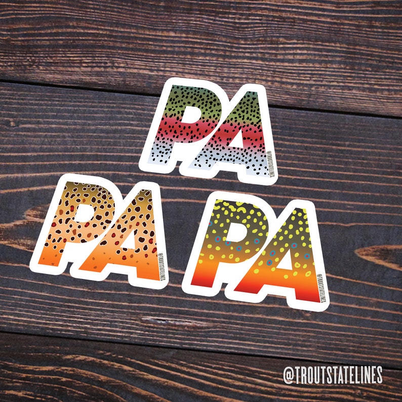 Pennsylvania Trout Sticker: Fly Fishing Angler Decal in Brook, Brown ...