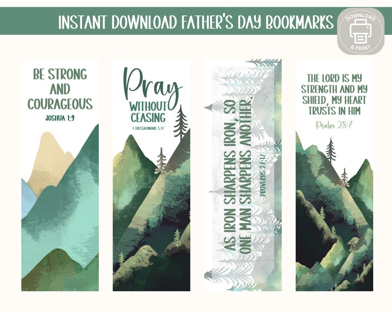 Father's Day Bible Verse Bookmarks: Christian Gift (digital Download ...