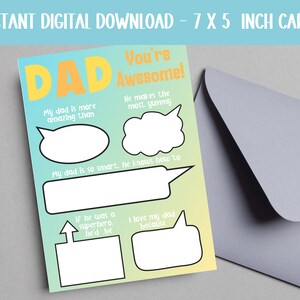 Fathers Day Card, Fill in the blank Fathers Day Card, All About My Dad