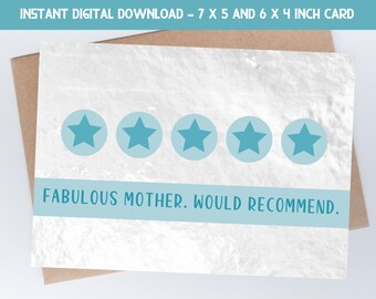 Tarjeta imprimible divertida del Día de la Madre: ¡Mamá fabulosa! (Descarga digital)