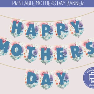 Mothers Day Banner Template, Mothers Day Printable, Happy Mothers Day, Party Decor, Spring Art, Gift for Mum