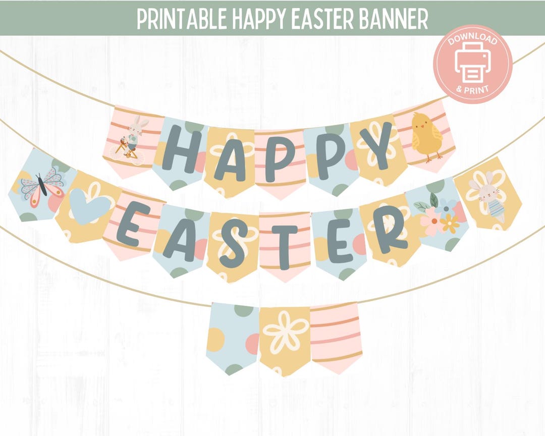 Happy Easter Printable Banner: DIY Home & Class Decor (PDF) - Etsy