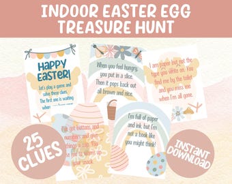 Indoor Easter Egg Treasure Hunt Clues: Printable Game (Digital Download)