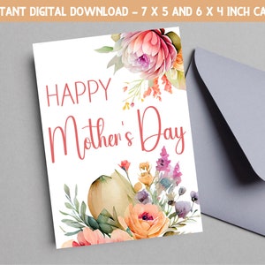 Mothers Day Card Printable, Happy Mothers Day Card, Mother&#39;s Day Card, Digital Download