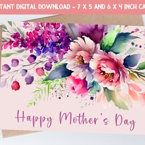 Mothers Day Card Printable, Happy Mothers Day Card, Mother&#39;s Day Card, Digital Download