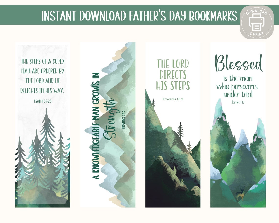 Father's Day Bible Verse Bookmarks: Christian Gift (digital Download ...
