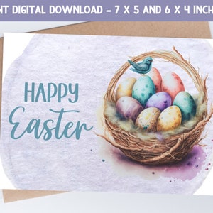 Printable Easter Greeting Card Instant Download 7x5 inch card for Easter, Easter Card to download, Easter Egg Cards