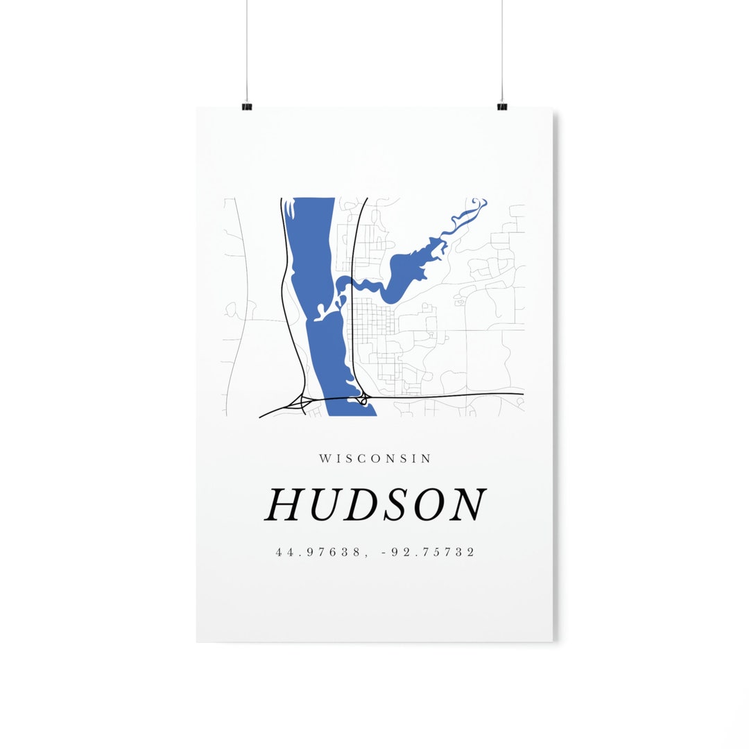 Wisconsin Map Hudson Map Handdrawn Map Map of Hudson Map Etsy