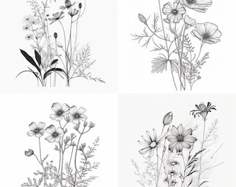 wild flower svg | svg files for cricut | flower svg | svg bundle | Botanical Svg | Floral svg |Botanical clipart |Flower Clipart |