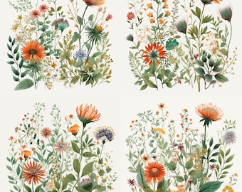 wild flower svg | svg files for cricut | flower svg | svg bundle | Botanical Svg | Floral svg |Botanical clipart |Flower Clipart |