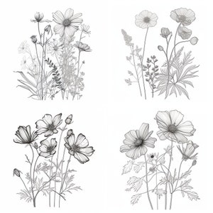 flower svg | wild flower svg | botanical Svg | svg for circuit | nature svg | circuit files | svg files | svg bundle | wild flower dowload