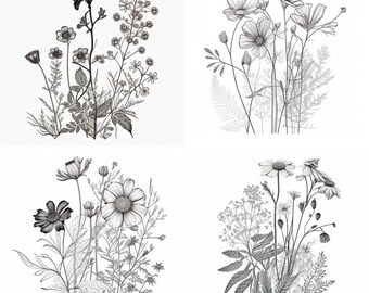 wild flower svg | svg files for cricut | flower svg | svg bundle | Botanical Svg | Floral svg |Botanical clipart |Flower Clipart |