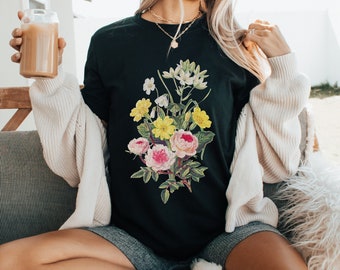 Vintage Floral Shirt, Retro Flowers Tshirt, Cute Flowers Shirt, Vintage Nature Shirt, Gardener Shirt, Wild Flowers Shirt, Wildflower Tshirt