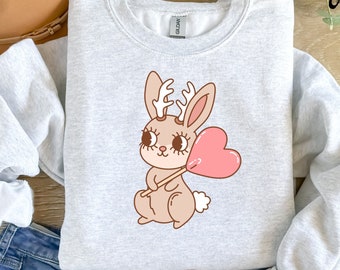 Cute Jackalopes Sweatshirt, Cute Rabbit Shirt, Jackalopes Shirt, Cute Rabbit Sweater, Rabbit Hoodie, Rabbit Shirt for Her, Cute Rabbit Tee