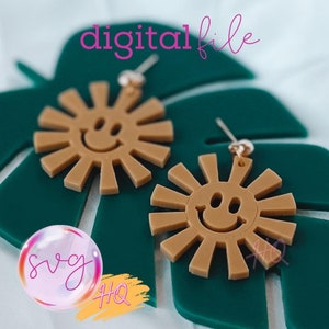 Smiley Sun Summer Earrings SVG