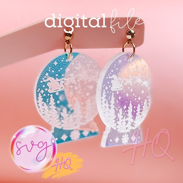 Christmas Snow Globe Earrings SVG