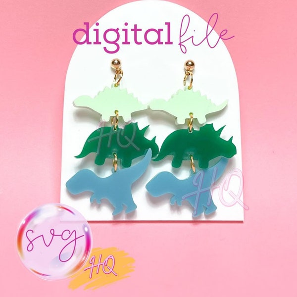 Triple Dino Earrings SVG