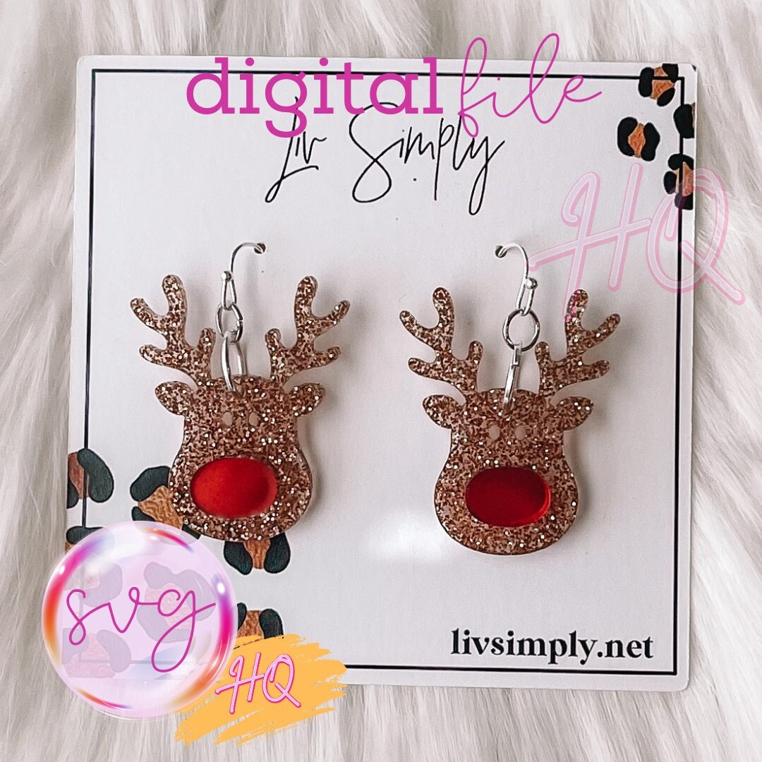 Christmas Reindeer Earrings SVG Etsy