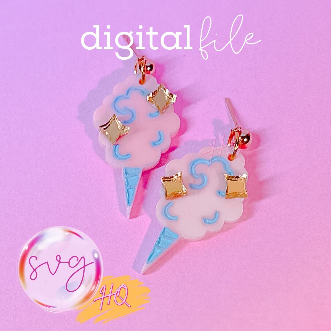 Cotton Candy Earrings SVG Etsy