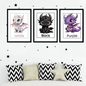 Colorful Dragons Printable Wall Art, Baby Dragons Wall Decor, Kids Art ...