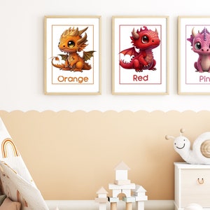 Colorful Dragons Printable Wall Art, Baby Dragons Wall Decor, Kids Art ...
