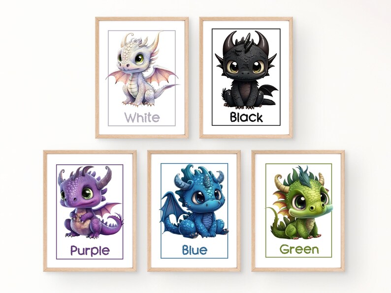 Colorful Dragons Printable Wall Art, Baby Dragons Wall Decor, Kids Art ...