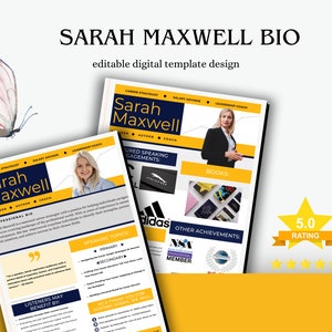 Public Speaking Bio Fully Customizable Instant Digital Download Public Speaking Bio Template for Keynote Speaker & Motivational Speaker