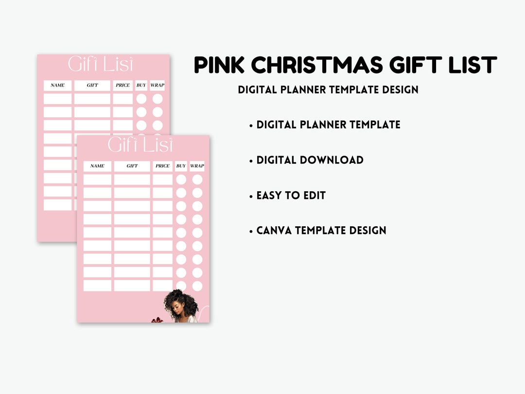 Blushful Wonders: Digital Pink Christmas Gift List for Festive Planning ...