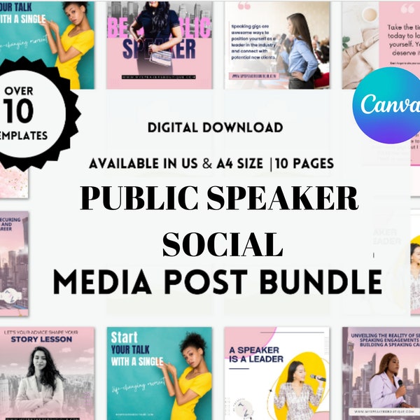 Social Media Post Templates for Motivational Speakers and Public Speakers Canva Public Speaking Designs Instagram Facebook Speaker Template