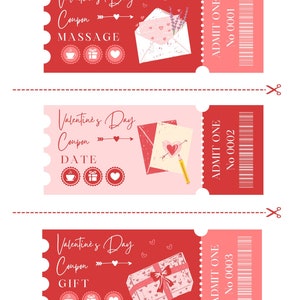 Valentine&#39;s Day Digital Love Coupons Printable and Editable Digital Canva Download