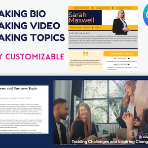 Public Speaking Bundle! GET ALL 3 - Speaking Bio, Speaking Video, and Speaking Topic Templates, Customizable Templates for Keynote Speakers