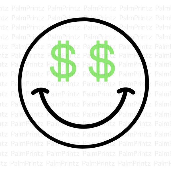 Smiley Face Dollar Sign SVG , PNG and JPEG | Digital Files | Money | Cricut Cut | Sublimation | Cup | Beach | Sun | Preppy | Trend | Retro