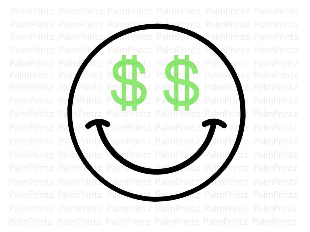 Smiley Face Dollar Sign SVG , PNG and JPEG Digital Files Money Cricut