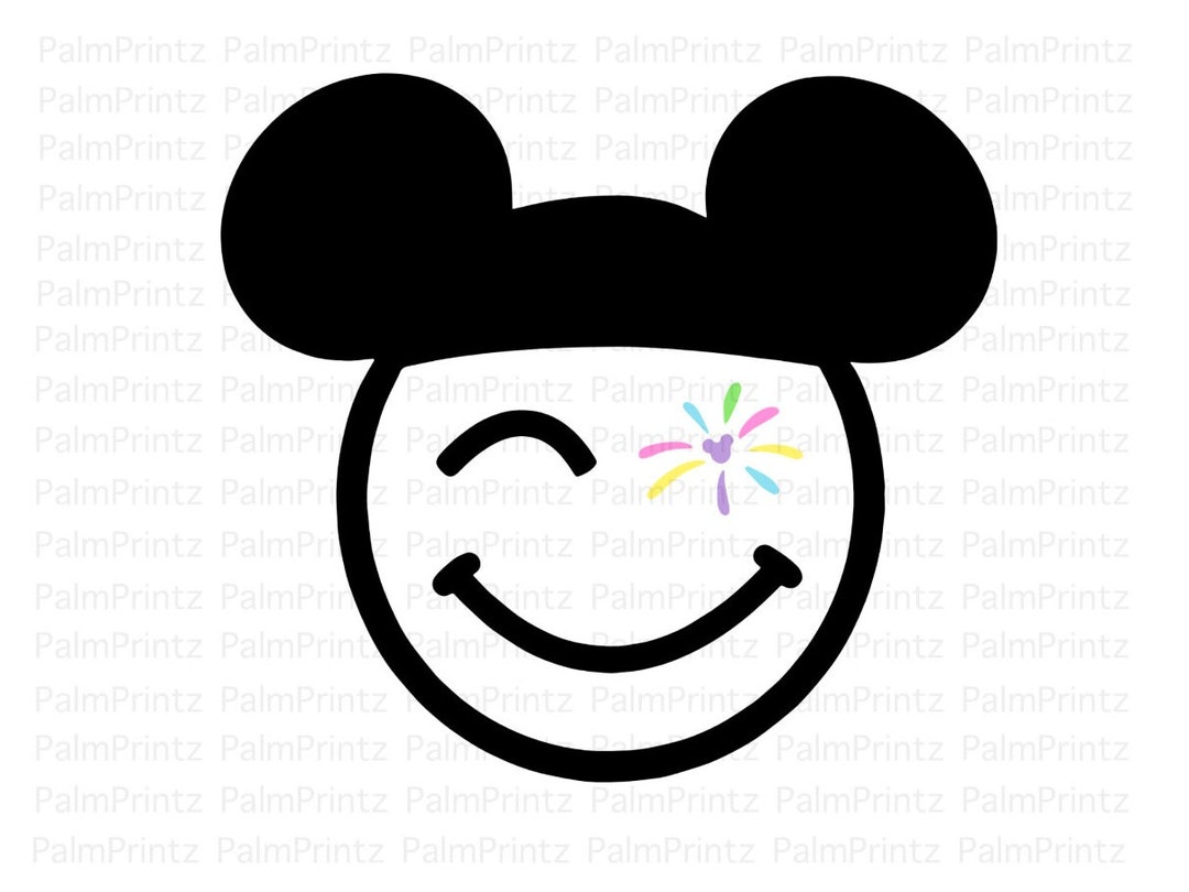 Smiley Face Fireworks SVG , PNG and JPEG Digital Files Mouse Cricut Cut