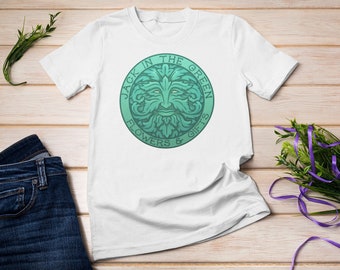 Jack In The Green T-Shirt, Flower Shop Shirt, Green Man Shirt, Wiccan T Shirt, Pagan Tshirts, Pagan Top, Inheritance Series, AK Faulkner