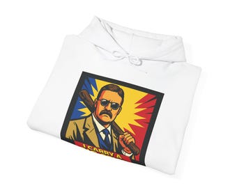 I Carry a Big Stick Retro Strongman Hoodie: Political Humor Graphic